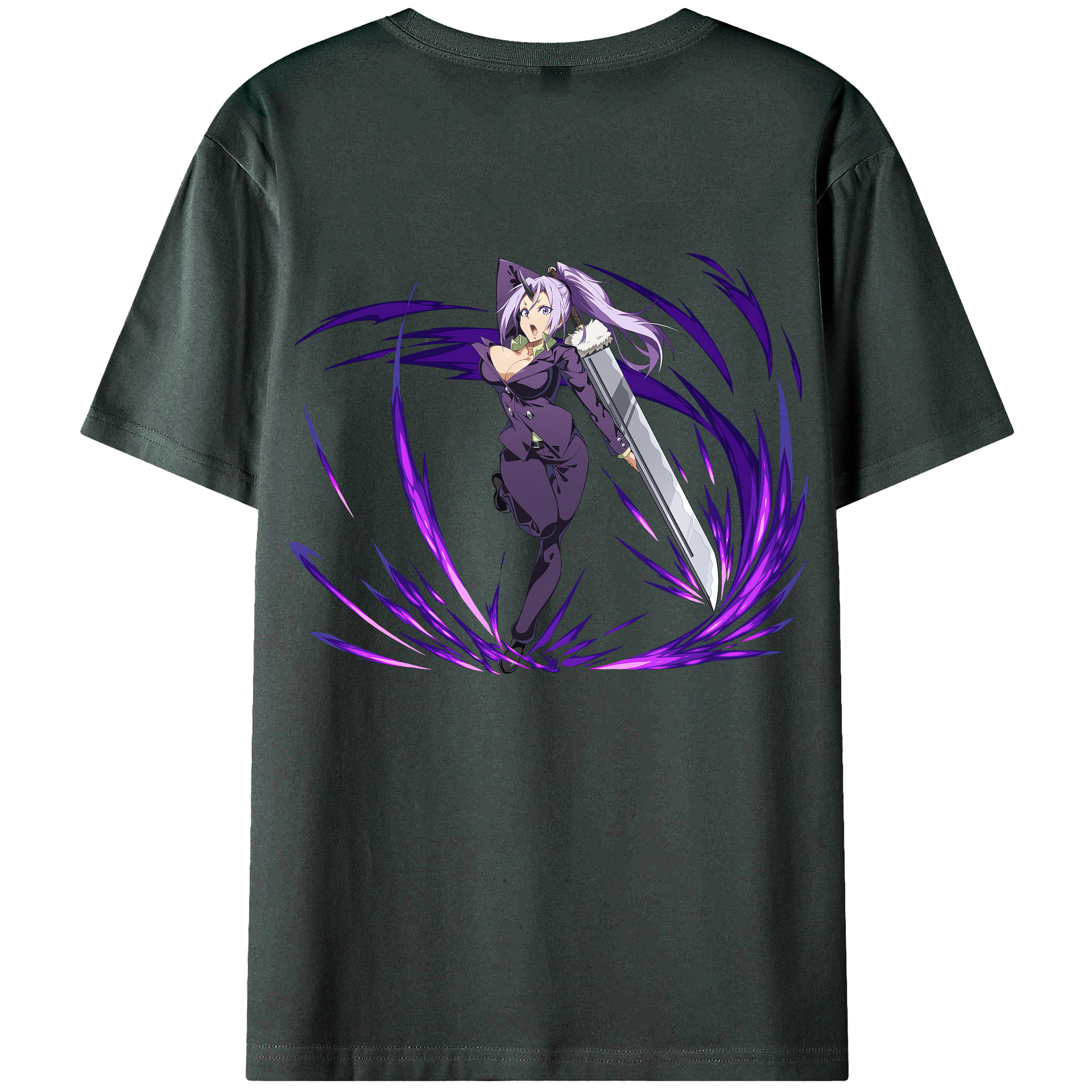 （画像用） 転スラ Regarding Reincarnated to Slime 綿100％ メンズ半袖Tシャツ（バックプリント） 通気性
